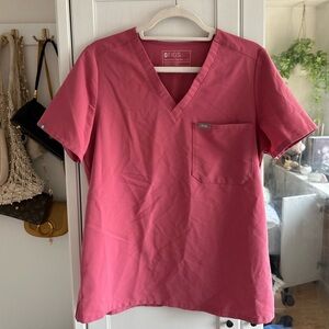 Figs Caterina One Pocket Scrub Top Medium - Breast Cancer Awareness Pink